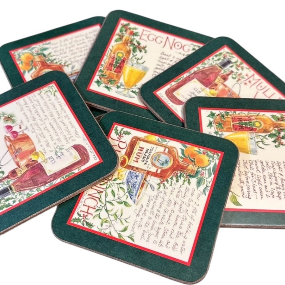Vintage Pimpernel Christmas Coaster “Holiday Drinks” set in original box.